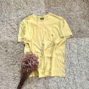 80s Vintage Polo Ralph Lauren Blank Yellow Pocket Tee Single Stitch Men’s Size L